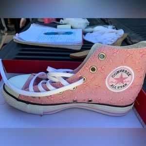 Pink floral converse hightops